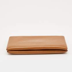 Pre Owned Hermes Gold Epsom Leather Calvi Card Holder