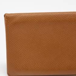 Pre Owned Hermes Gold Epsom Leather Calvi Card Holder