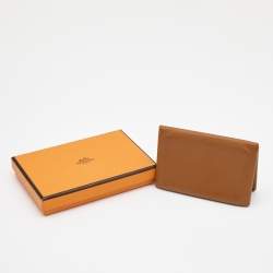Pre Owned Hermes Gold Epsom Leather Calvi Card Holder