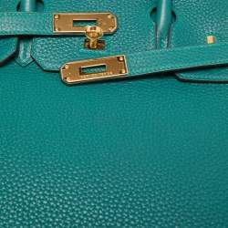 Hermes Malachite Togo Leather Gold Finish Birkin 30 Bag