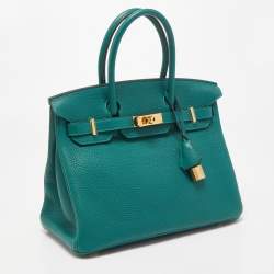 Hermes Malachite Togo Leather Gold Finish Birkin 30 Bag