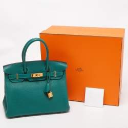 Hermes Malachite Togo Leather Gold Finish Birkin 30 Bag