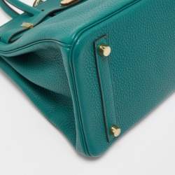 Hermes Malachite Togo Leather Gold Finish Birkin 30 Bag