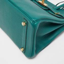 Hermes Malachite Togo Leather Gold Finish Birkin 30 Bag