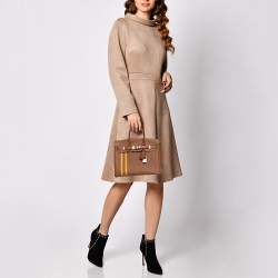 Hermes Gold/Jaune Ambre Togo and Swift Leather Palladium Finish Officer Birkin 25 Bag