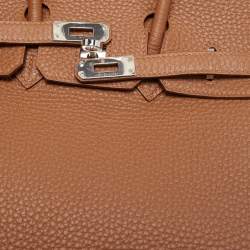 Hermes Gold/Jaune Ambre Togo and Swift Leather Palladium Finish Officer Birkin 25 Bag