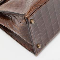 Hermes Miel Porosus Crocodile Gold Finish Kelly Sellier 32 Bag