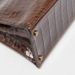 Hermes Miel Porosus Crocodile Gold Finish Kelly Sellier 32 Bag