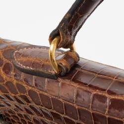 Hermes Miel Porosus Crocodile Gold Finish Kelly Sellier 32 Bag