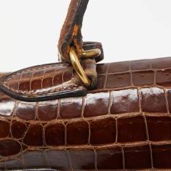 Hermes Miel Porosus Crocodile Gold Finish Kelly Sellier 32 Bag