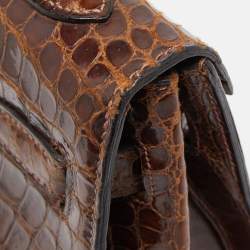 Hermes Miel Porosus Crocodile Gold Finish Kelly Sellier 32 Bag