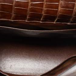 Hermes Miel Porosus Crocodile Gold Finish Kelly Sellier 32 Bag