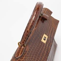 Hermes Miel Porosus Crocodile Gold Finish Kelly Sellier 32 Bag