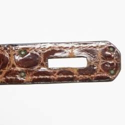 Hermes Miel Porosus Crocodile Gold Finish Kelly Sellier 32 Bag