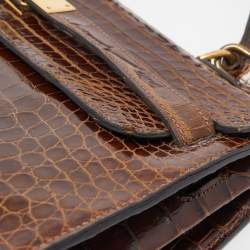 Hermes Miel Porosus Crocodile Gold Finish Kelly Sellier 32 Bag