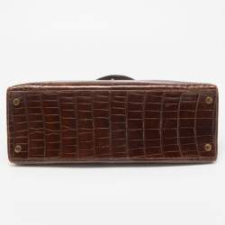 Hermes Miel Porosus Crocodile Gold Finish Kelly Sellier 32 Bag