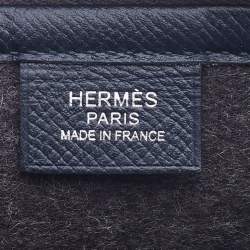 Pre Owned Hermes Paris Grey/Blue Obscurs/Ver Anglais Wool and Epsom Leather Colorblock Toodoo Pouch