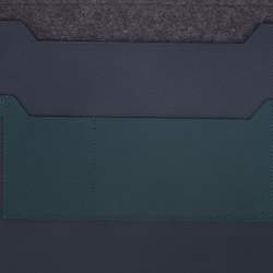 Pre Owned Hermes Paris Grey/Blue Obscurs/Ver Anglais Wool and Epsom Leather Colorblock Toodoo Pouch