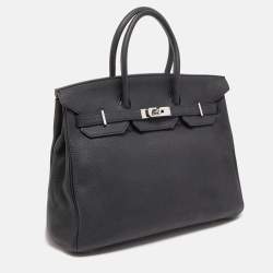 Pre Owned Hermes Black Togo Leather Palladium Finish Birkin 35 Bag