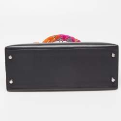 Hermes Black Epsom Leather Palladium Finish Kelly Sellier 28 Bag