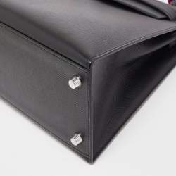 Hermes Black Epsom Leather Palladium Finish Kelly Sellier 28 Bag
