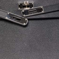 Hermes Black Epsom Leather Palladium Finish Kelly Sellier 28 Bag