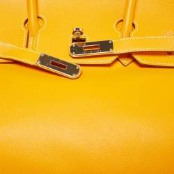 Hermes Jaune D' Or Epsom Leather Gold Finish Birkin 35 Bag