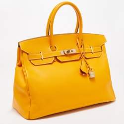 Hermes Jaune D' Or Epsom Leather Gold Finish Birkin 35 Bag