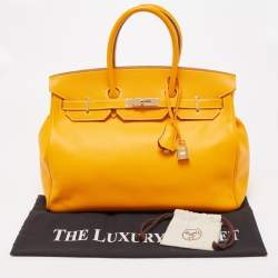 Hermes Jaune D' Or Epsom Leather Gold Finish Birkin 35 Bag