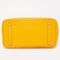 Hermes Jaune D' Or Epsom Leather Gold Finish Birkin 35 Bag