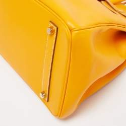 Hermes Jaune D' Or Epsom Leather Gold Finish Birkin 35 Bag