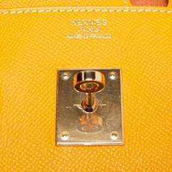 Hermes Jaune D' Or Epsom Leather Gold Finish Birkin 35 Bag