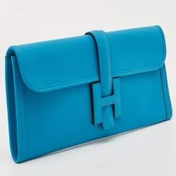Hermes Blue Zanzibar Swift Leather Elan Jige 29 Clutch