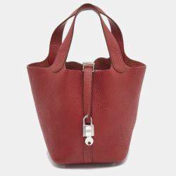 Hermes Rouge Grenat Taurillon Clemence Leather Picotin Lock 22 Bag Hermes