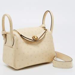 Hermès Nata Ostrich Gold Finish Mini Lindy Bag