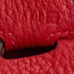 Pre Owned Hermes Rouge Casaque Togo Leather Evelyne III PM Bag