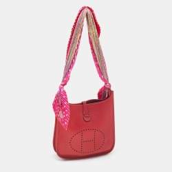 Pre Owned Hermes Rouge Casaque Togo Leather Evelyne III PM Bag