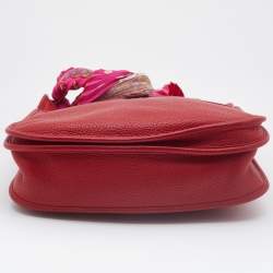 Pre Owned Hermes Rouge Casaque Togo Leather Evelyne III PM Bag