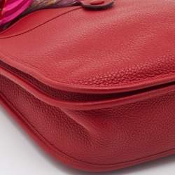 Pre Owned Hermes Rouge Casaque Togo Leather Evelyne III PM Bag