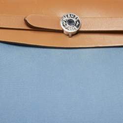 Hermes Bleu Brighton/Vache Naturel Leather and Canvas Herbag Zip 31 Bag