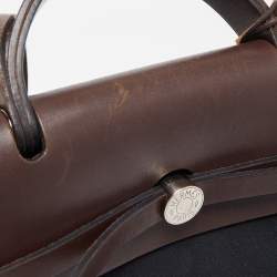 Hermes Ebene/Black Canvas and Leather Herbag Zip 39 Bag