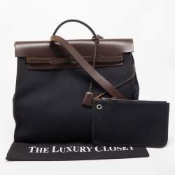 Hermes Ebene/Black Canvas and Leather Herbag Zip 39 Bag