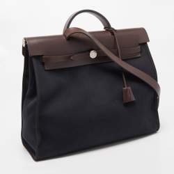 Hermes Ebene/Black Canvas and Leather Herbag Zip 39 Bag