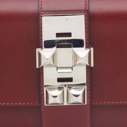 Hermes Rouge H Box Leather Medor 23 Clutch