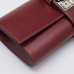 Hermes Rouge H Box Leather Medor 23 Clutch