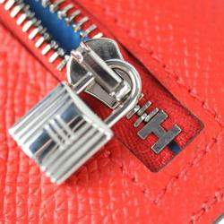Pre Owned Hermes Kelly Pocket Compact Coin Case Vo Epsom Pink Red Blue Silver Hardware Purse Y Engraved