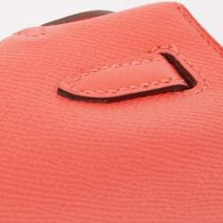 Hermes Rouge Pivoine Epsom Leather Gold Finish Kelly Pochette