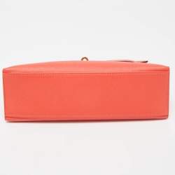 Hermes Rouge Pivoine Epsom Leather Gold Finish Kelly Pochette