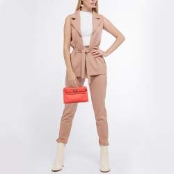 Hermes Rouge Pivoine Epsom Leather Gold Finish Kelly Pochette