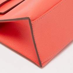 Hermes Rouge Pivoine Epsom Leather Gold Finish Kelly Pochette